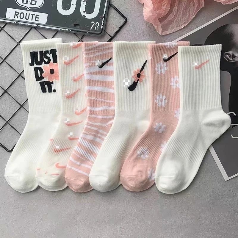 Socks Women Four Seasons Style High Tube Cherry Blossom Series Academy Style Hook Socks Fashion Ins Trendy Versatile Sports Socks Trendy