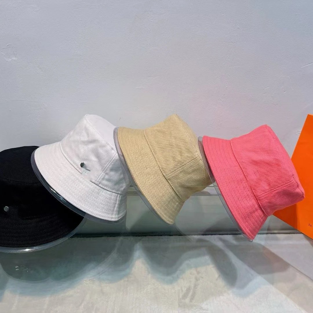 H Brand New Cotton Canvas Bucket Hat Women Rivet Emblem Premium High Version Fashion Breathable Hat