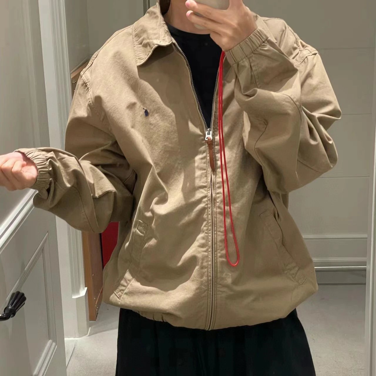 New RL Pony Internet Famous Vintage Retro Zipper Thin Jacket Unisex
