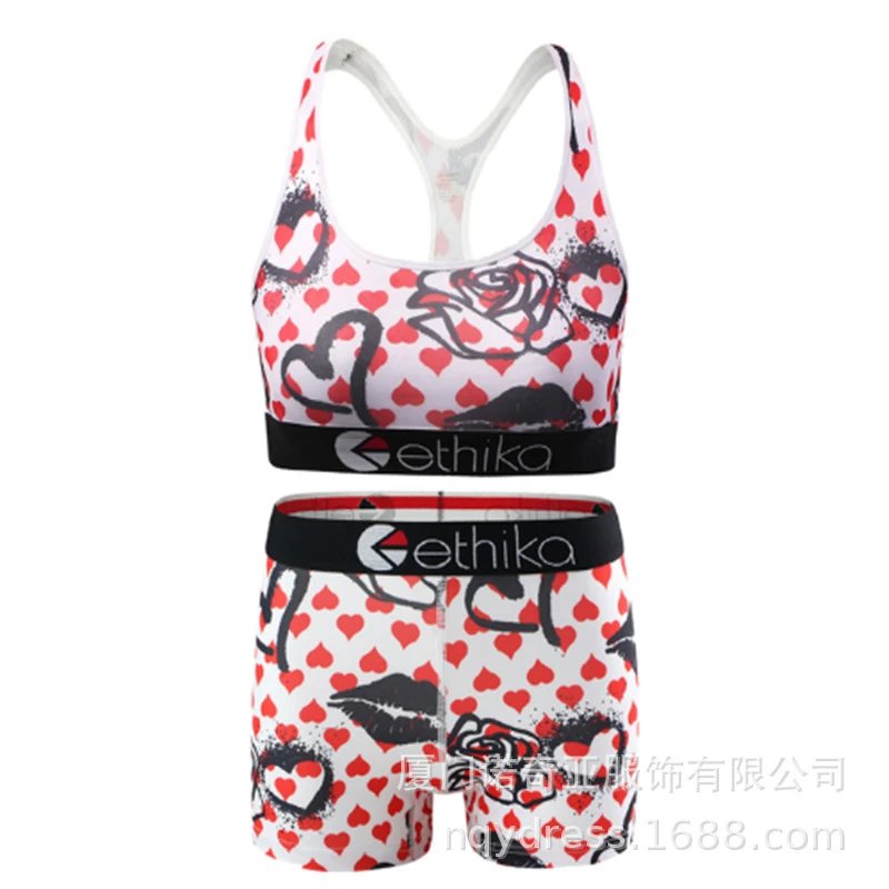 N98866 Bestseller Women's Clothing New Fashion Print Underwear Two-Piece Set