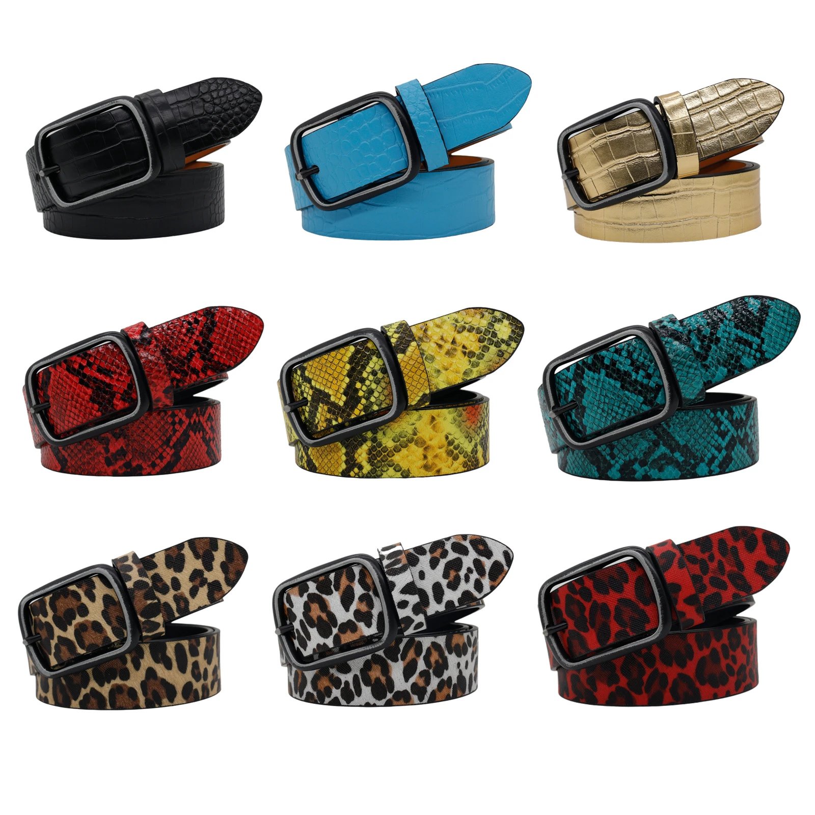 Adjustable Animal Print Leather Belt for Women Men Popular Western PU Belt Pin Buckle Waistband for Daily Use & Party Waist Belt