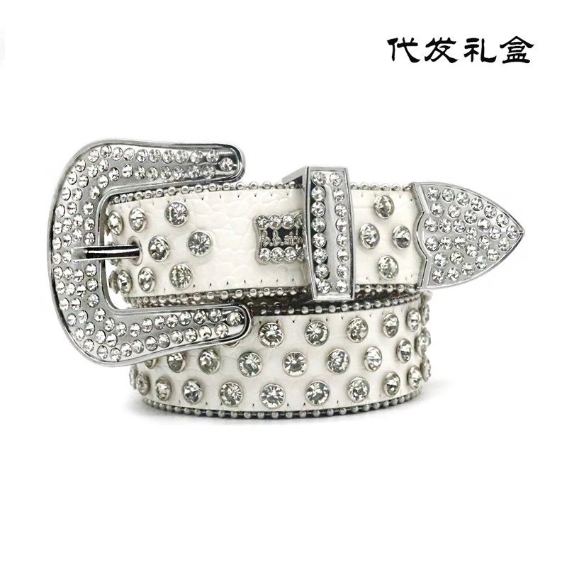 Men's high-end belt inlaid with full diamonds fashionable hip-hop punk