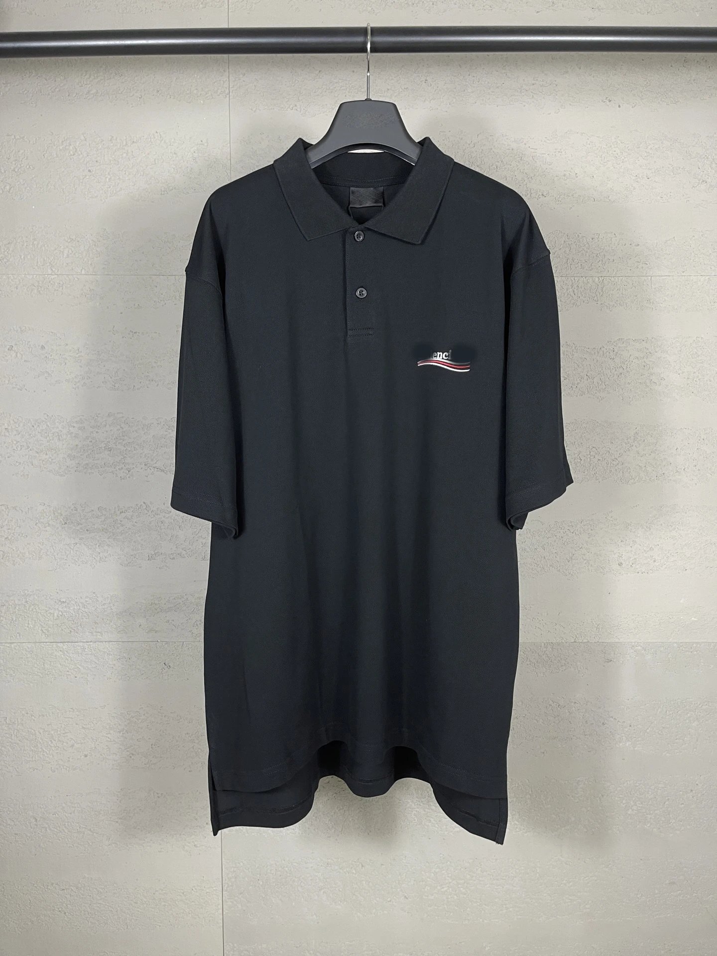 2025 Balenciaga Front Back Coke Wave Flower Embroidery Polo Shirt Distressed Short Sleeve T-shirt Loose Casual Unisex