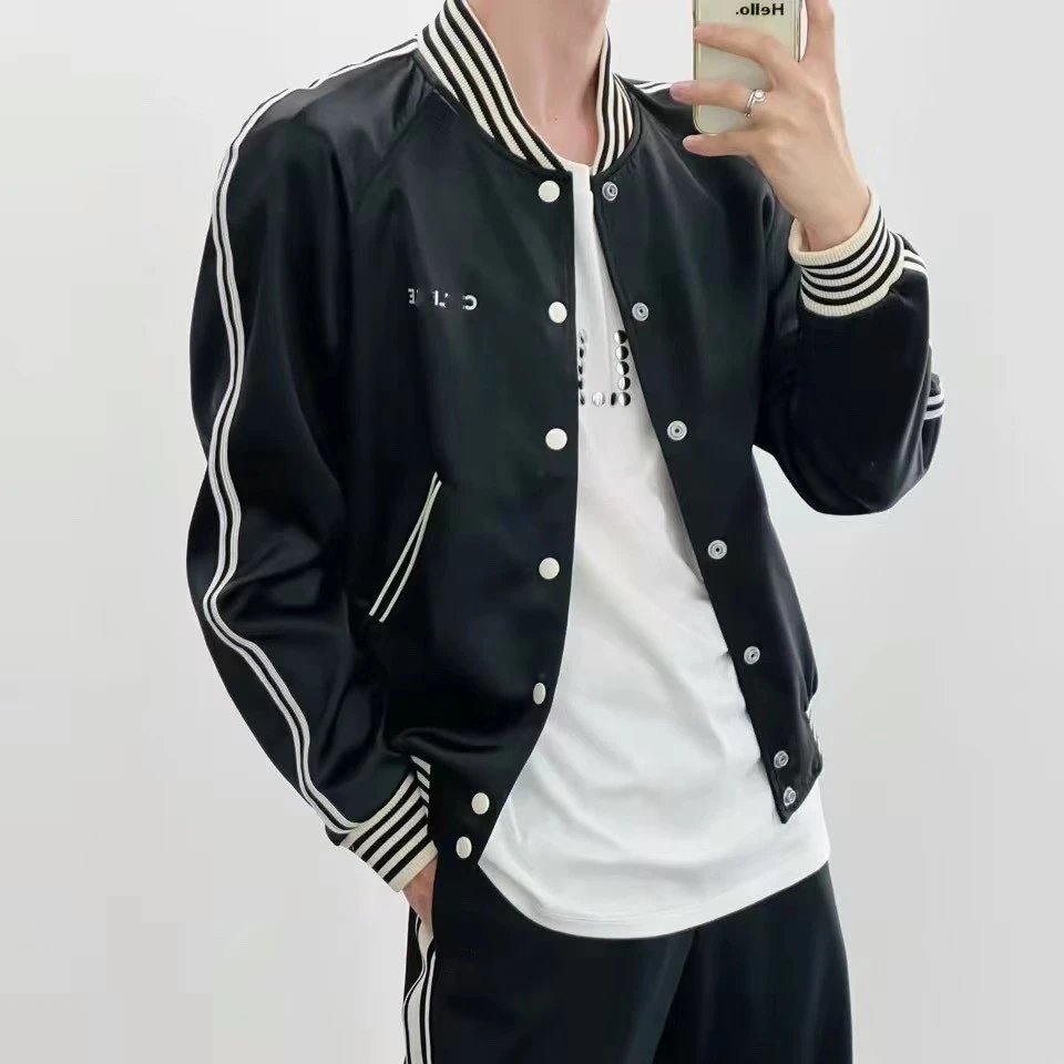 CELINE Internet Famous Satin Nylon Baseball Jacket Unisex