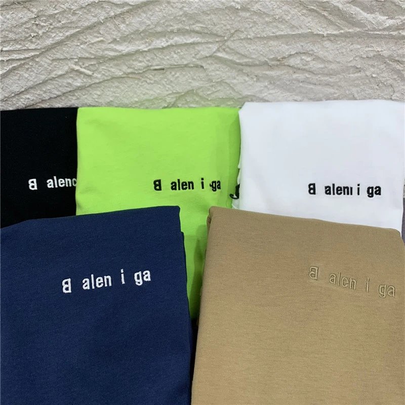 New Balenciaga BB Letter Embroidery Small Logo Unisex Loose Couple Small Neckline Short Sleeve T-shirt