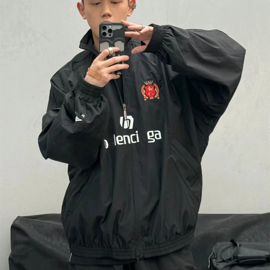 New Balenciaga Collaboration Manchester United Embroidery Letter INS Internet Famous Sport School Windbreaker Suit