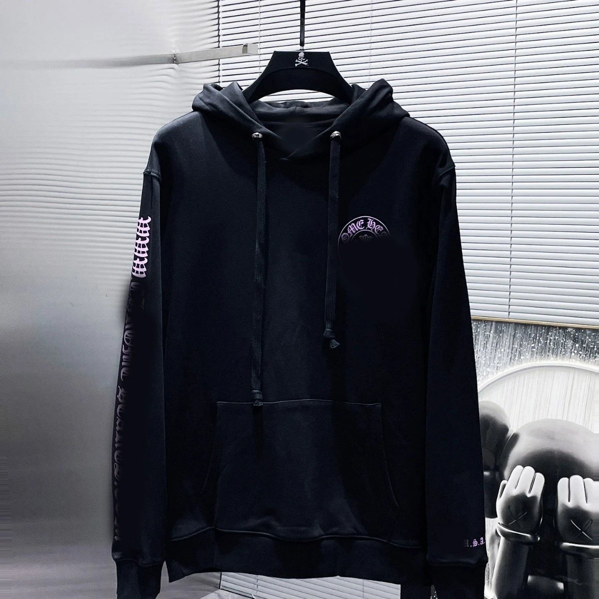 Chrome Hearts Pink Letter Hoodie Loose Casual Pullover Hoodie Couple Style Versatile