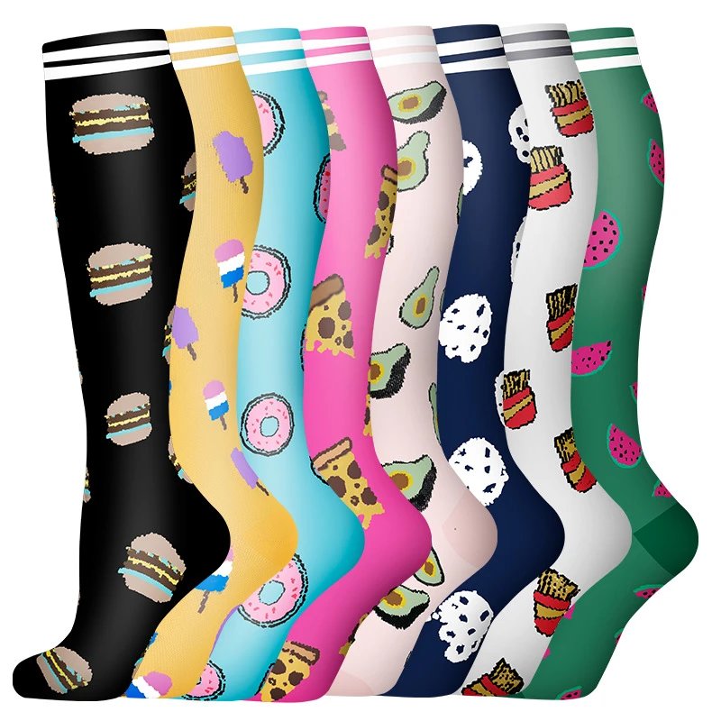 Set New 8-Pairs Set Compression Calf Socks Sports Cycling Marathon Running Socks Leg Shaping Compression