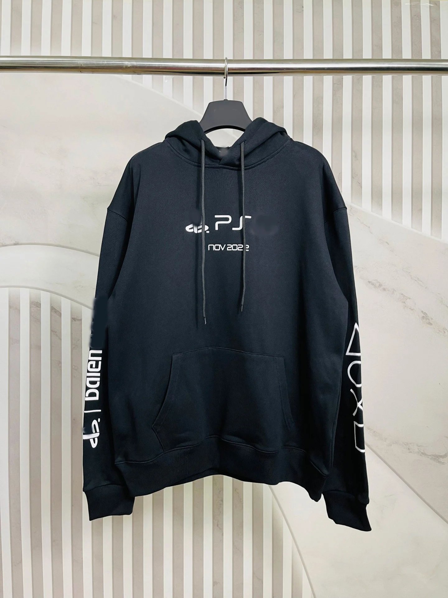 Balenciaga x Ps5 Letter Geometric Pattern Print Hoodie Long Sleeve Loose Casual Unisex Couple
