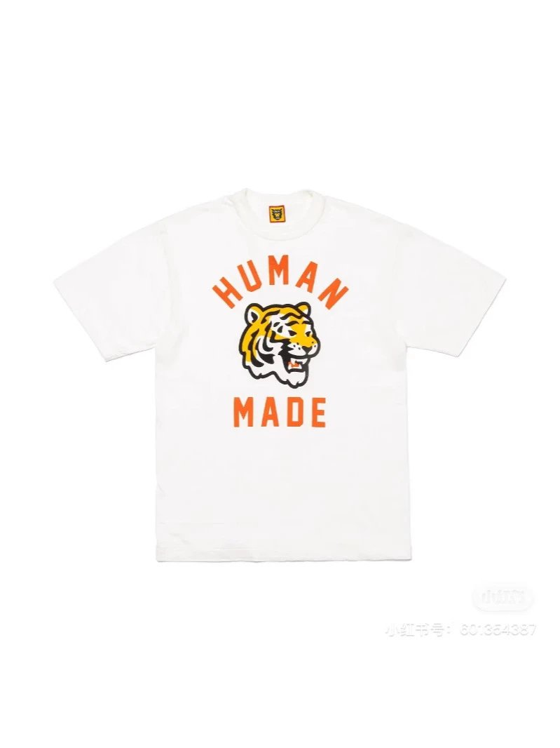 Human Tiger Head Pattern Short Sleeve T-shirt Round Neck Loose Unisex Couples