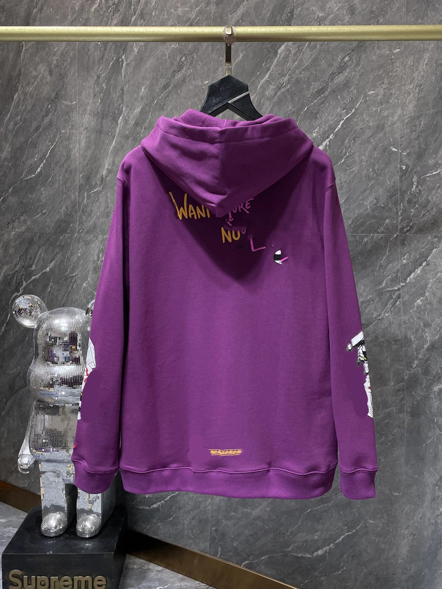 24 New Chrome Hearts Matty Boy Purple Pullover Hoodie Unisex Couple Style Hooded Sweatshirt