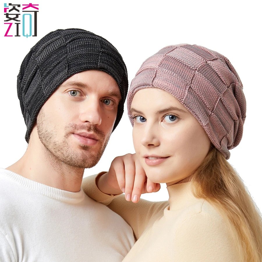 Asian Style Winter Knit Hat Couple Plush Ear Warmer Pullover Cold Hat