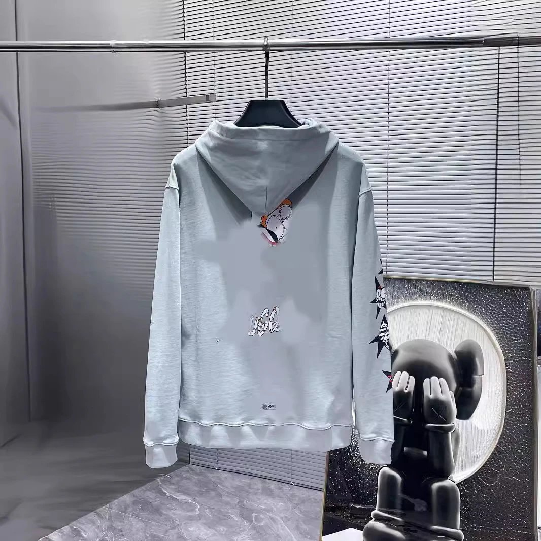 Chrome Hearts Graffiti Lips Embroidery Hoodie Loose Casual Pullover Hoodie Couple Style Versatile