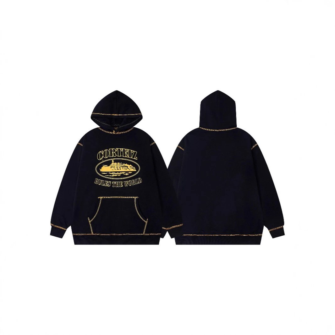 New American trendy Alcatraz print pattern loose casual hooded sweatshirt hoodie men's and women's unisex