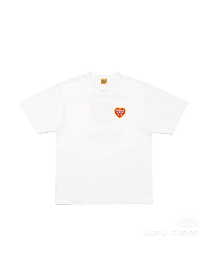 American Style Human Heart Short Sleeve Men's Couples White T-shirt Unisex Loose