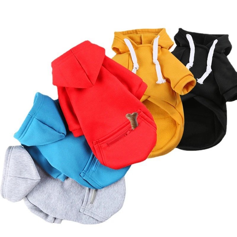 Autumn Winter Medium Large Dog Zipper Pocket Dog Cat Clothing Cat Hoodie Teddy Pomeranian Dog French Bulldog Pet Supplies