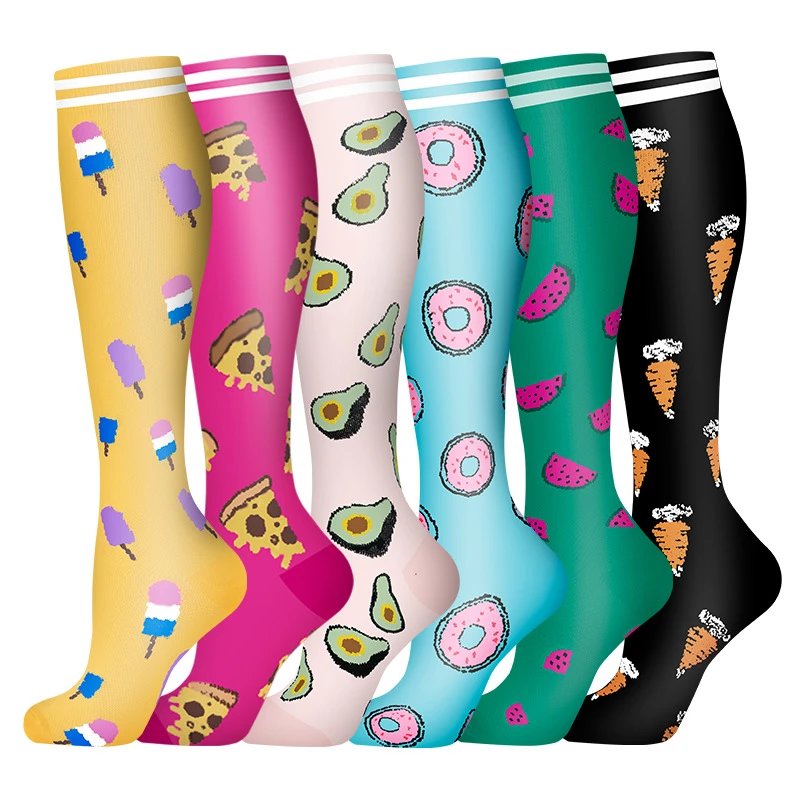6-Pairs Fruit Compression Calf Socks Sports Cycling Marathon Running Socks Jumping