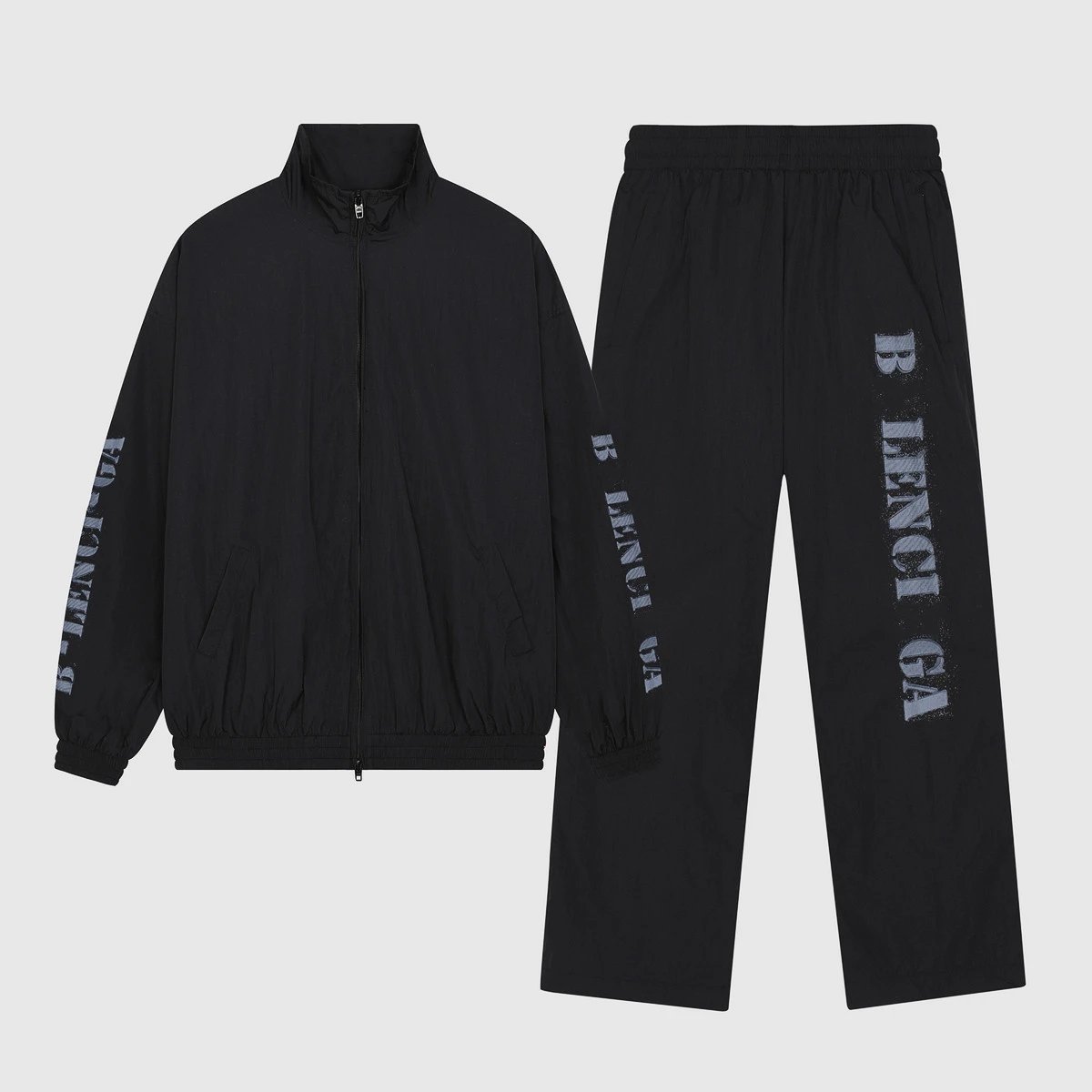 Balenciaga blur logo letter print windbreaker jacket pants sportswear set men's and women's