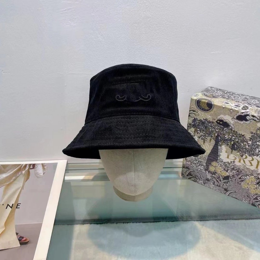 CELINE Corduroy Bucket Hat Men Autumn Winter New Fashion Luxury Style Bowl Hat Women Outdoor No-Makeup Hat