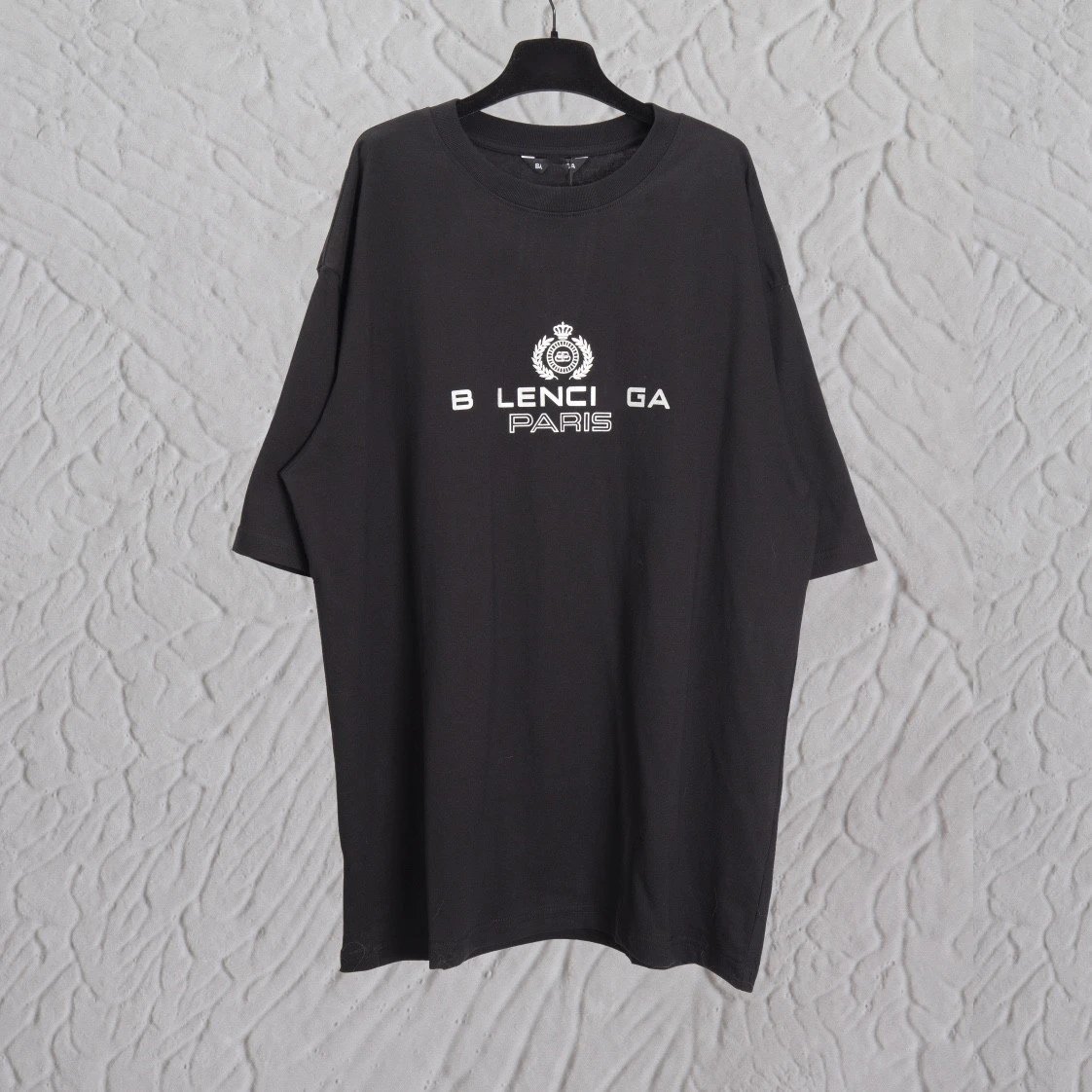 New Balenciaga Wheat Crown Print Unisex OS Loose Small Neckline Short Sleeve T-shirt