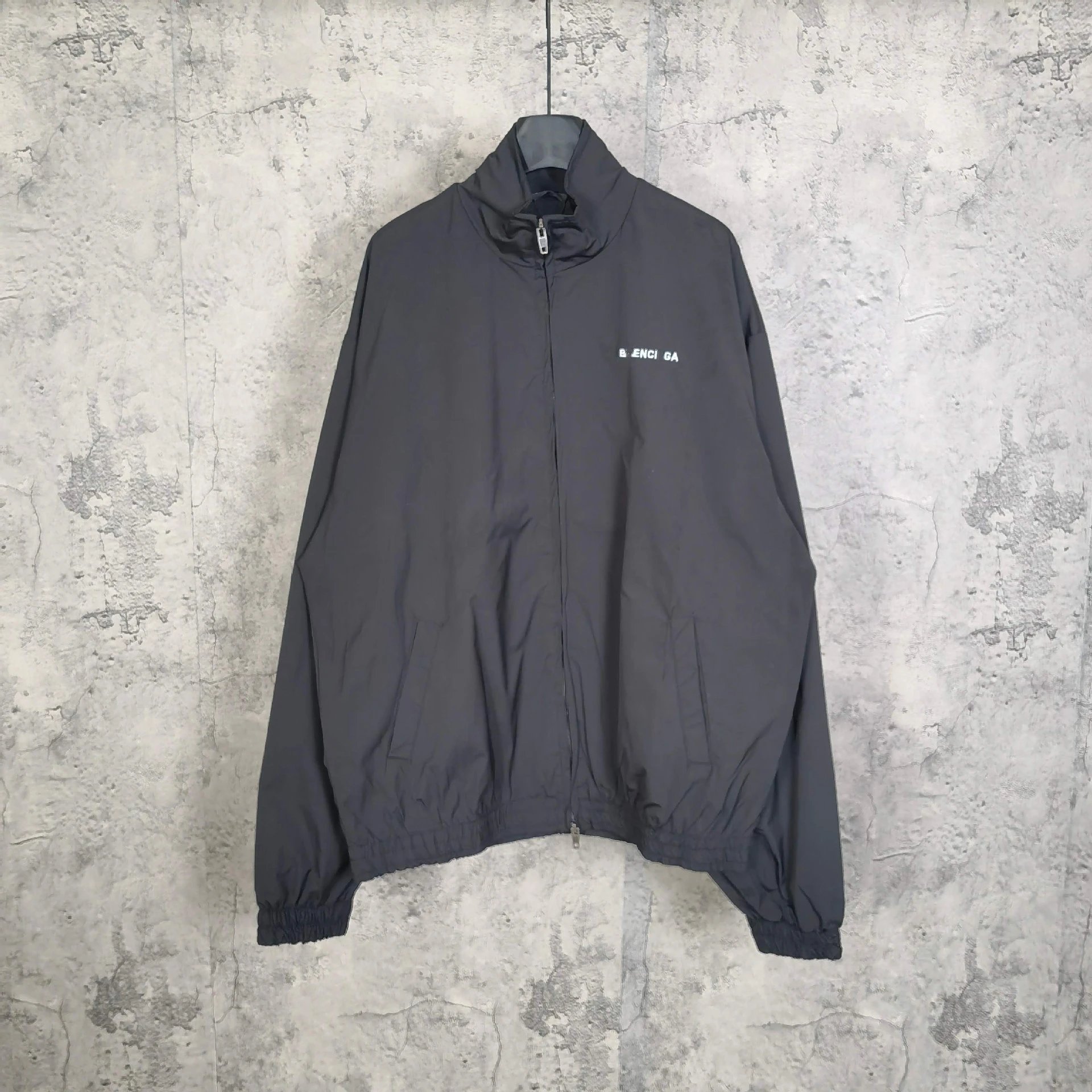 2025 New Balenciaga Letter Logo Embroidery Stand Collar Zipper Windbreaker Jacket