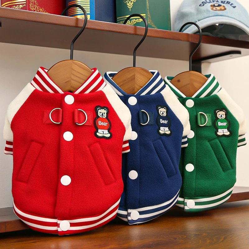 Dog Clothing Baseball Jacket Autumn Winter Polar Fleece Jacket Pet Teddy Schnauzer French Bulldog Pug Clothing Supplies